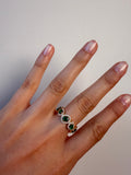 14K Gold Mixed shape Emerald and Diamond Statement Ring