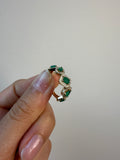14K Gold Mixed shape Emerald and Diamond Statement Ring