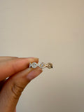 14K Gold Round Diamond Marquise Halo Half Eternity Ring