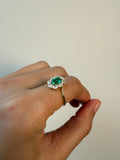 14K Gold Lab Grown Oval Halo Emerald Engagement Ring
