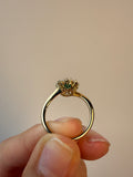14K Gold Lab Grown Oval Halo Emerald Engagement Ring