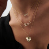 14k Rose Gold Diamond Love Necklace