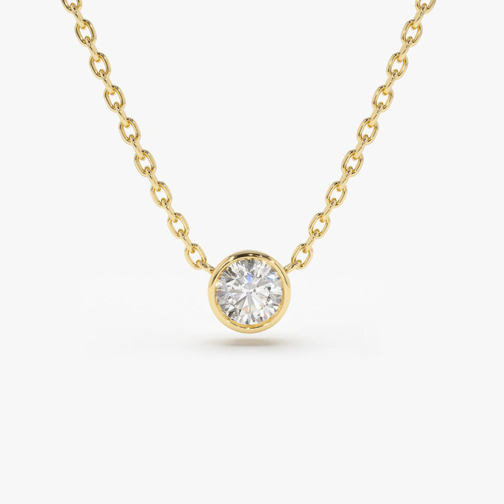 0.50 - 1.00 ctw 14k Bezel Setting Round Diamond Lab Grown Solitaire Necklace - Reina