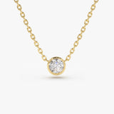 0.50 - 1.00 ctw 14k Bezel Setting Round Diamond Lab Grown Solitaire Necklace - Reina 14K Gold FERKOS FJ