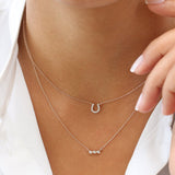14K Rose Mini Diamond Horseshoe Necklace