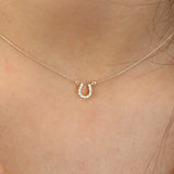 14K Rose Mini Diamond Horseshoe Necklace