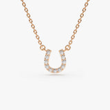 14K Rose Mini Diamond Horseshoe Necklace