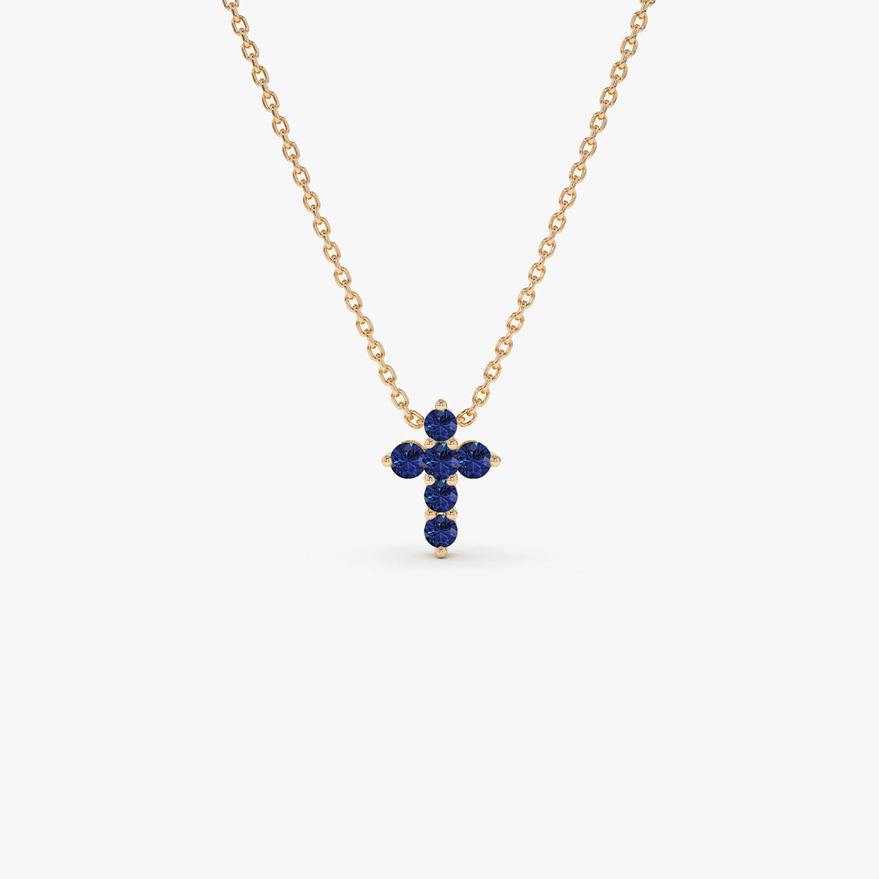 14K Tiny Sapphire Cross Necklace – Ferkos Fine Jewelry