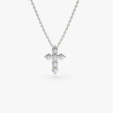 14K Gold Medium Diamond Cross Necklace 14K White Gold Ferkos Fine Jewelry