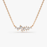 14K Rose Gold Nine Diamond Cluster Necklace