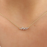 14K Rose Gold Nine Diamond Cluster Necklace