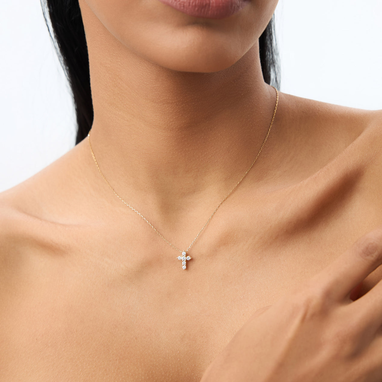 14K Gold Medium Diamond Cross Necklace – FERKOS FJ
