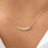 14K Rose Gold Curved Bar Diamond Necklace