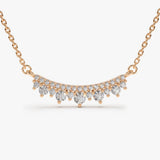 14K Rose Gold Curved Bar Diamond Necklace