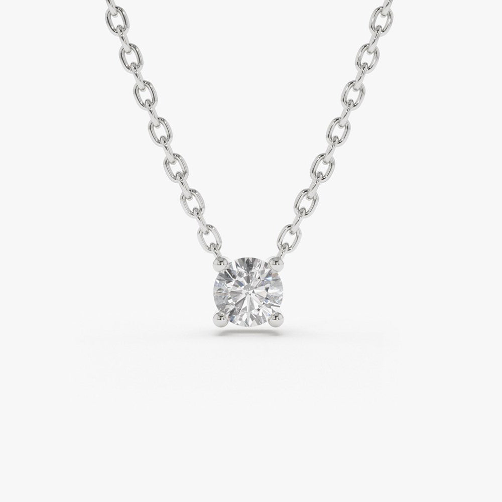 14K Gold Prong Setting Diamond Solitaire Necklace Ferkos Fine Jewelry