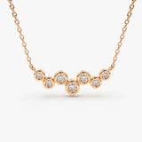 14K Rose Gold Floating Diamond Bubble Necklace