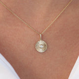 14K Rose Gold Diamond Disc Ray Necklace