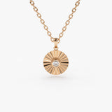 14K Rose Gold Diamond Disc Ray Necklace