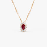 14k Ruby Necklace with Halo Diamonds Success 14K Rose Gold Ferkos Fine Jewelry