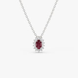 14k Ruby Necklace with Halo Diamonds Success 14K White Gold Ferkos Fine Jewelry