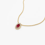 14k Ruby Necklace with Halo Diamonds Success  Ferkos Fine Jewelry