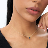 14k Sapphire Necklace with Halo Diamonds Necklace  Ferkos Fine Jewelry