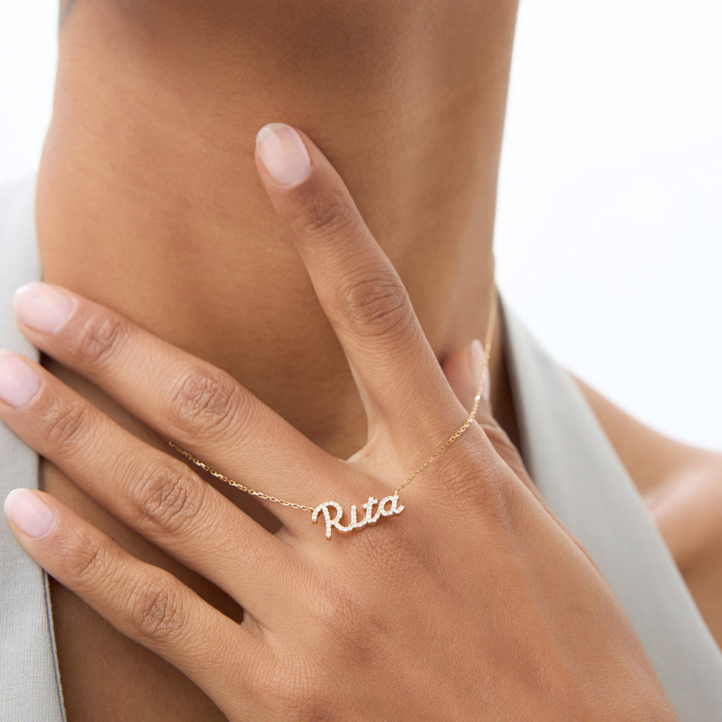 14k Personalized Diamond Name Necklace – Ferkos Fine Jewelry
