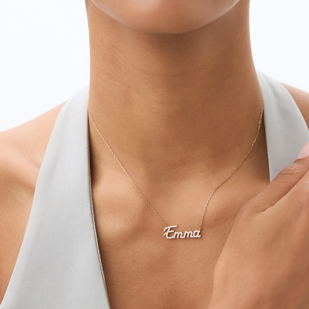 14k Personalized Diamond Name Necklace – Ferkos Fine Jewelry