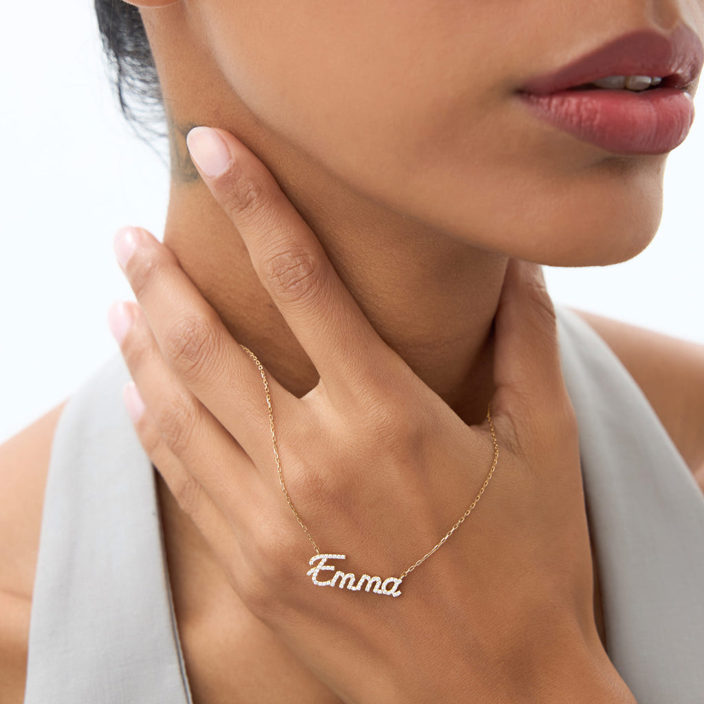 14k Personalized Diamond Name Necklace – Ferkos Fine Jewelry