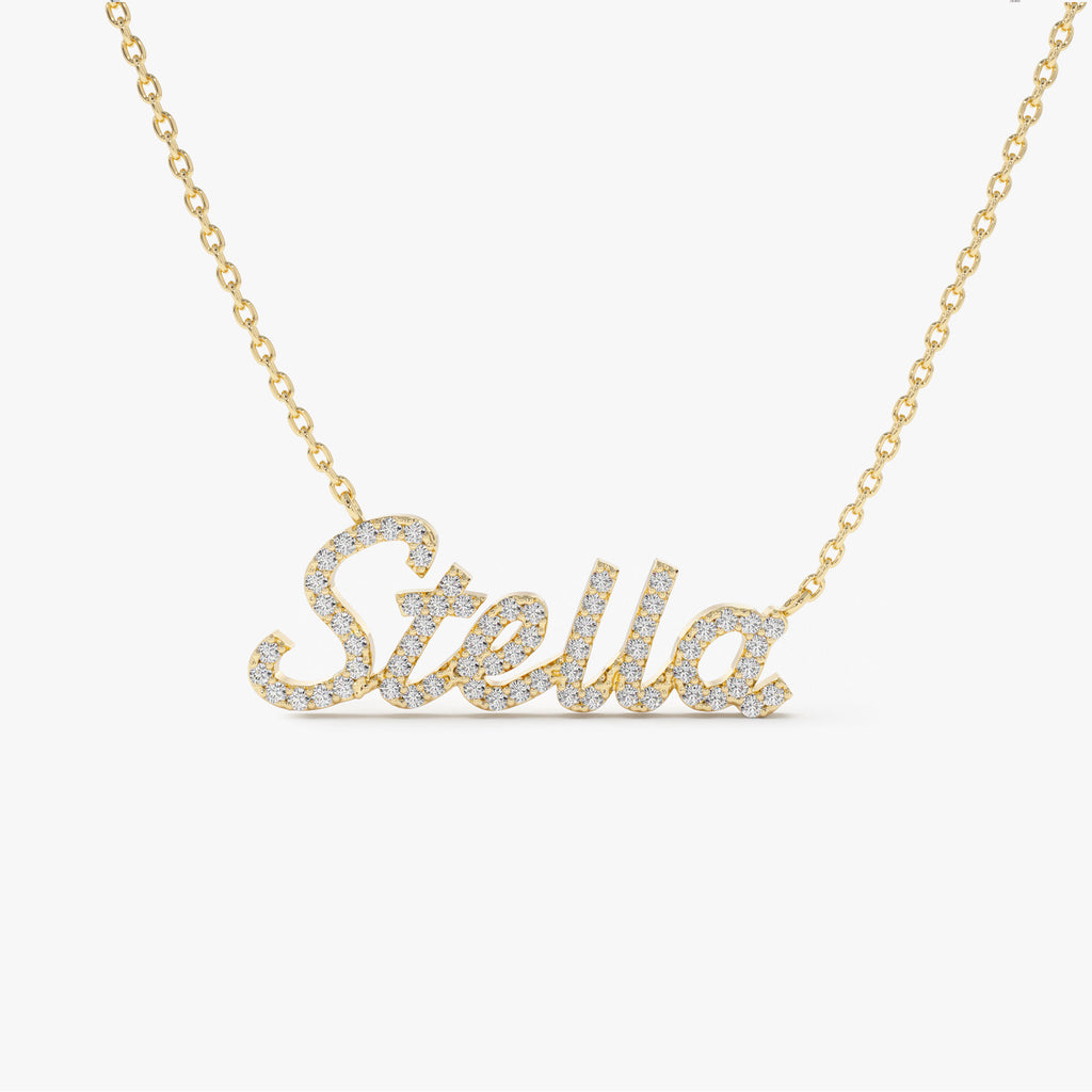 14k Personalized Diamond Name Necklace – Ferkos Fine Jewelry