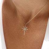 14k Rose Solid Gold Celestial North Star Diamond Necklace