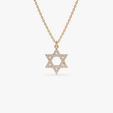 14k Star of David Round Diamond Necklace 14K Rose Gold Ferkos Fine Jewelry