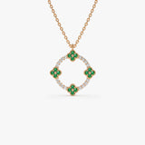 14k Diamond and Emerald Clover Necklace 14K Rose Gold Ferkos Fine Jewelry