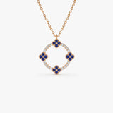 14k Diamond and Sapphire Clover Necklace 14K Rose Gold Ferkos Fine Jewelry