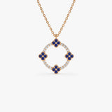 14k Rose Diamond and Sapphire Clover Necklace