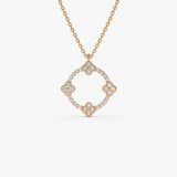 14k All Diamond Clover Circle Necklace 14K Rose Gold Ferkos Fine Jewelry