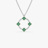 14k Diamond and Emerald Clover Necklace 14K White Gold Ferkos Fine Jewelry