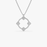 14k All Diamond Clover Circle Necklace 14K White Gold Ferkos Fine Jewelry