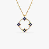 14k Diamond and Sapphire Clover Necklace 14K Gold Ferkos Fine Jewelry