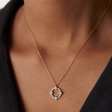 14k Turquoise and Diamond Clover Pendant Necklace  FERKOS FJ