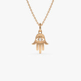 14k Diamond Hamsa Hand Protection Necklace 14K Rose Gold Ferkos Fine Jewelry