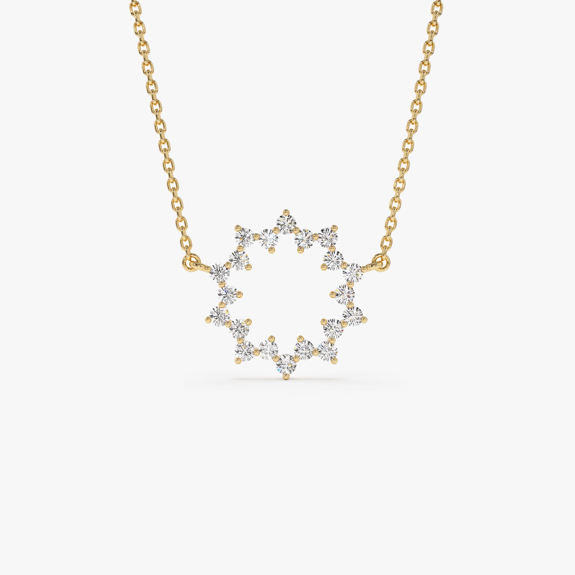 14k Diamond Sun Circle Necklace 14K Gold Ferkos Fine Jewelry