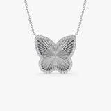 14K Textured Diamond Butterfly Charm Pendant 14K White Gold Ferkos Fine Jewelry