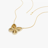14K Textured Diamond Butterfly Charm Pendant  Ferkos Fine Jewelry