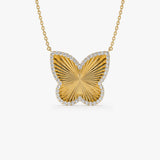 14K Textured Diamond Butterfly Charm Pendant 14K Gold Ferkos Fine Jewelry