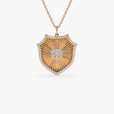 14k Diamond Shield Medallion Pendant 14K Rose Gold Ferkos Fine Jewelry