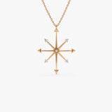 14k Layering Diamond Compass Charm Necklace 14K Rose Gold Ferkos Fine Jewelry