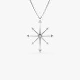 14k Layering Diamond Compass Charm Necklace 14K White Gold Ferkos Fine Jewelry