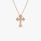 14k Pave Setting Gothic Diamond Cross 14K Rose Gold Ferkos Fine Jewelry