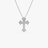 14k Pave Setting Gothic Diamond Cross 14K White Gold Ferkos Fine Jewelry